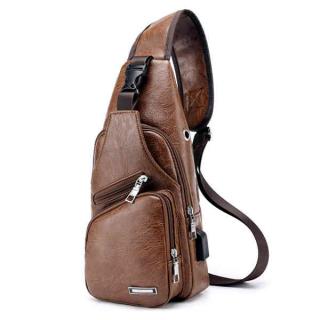 B37-615 Waterproof Chest Bag Messenger Bag Crossbody Shoulder Bag With USB