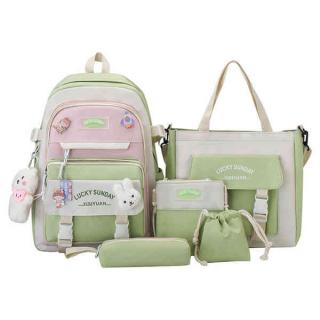 B36-582 Casual 5 in 1 Set Waterproof School Bag Pink Dayback Backpack